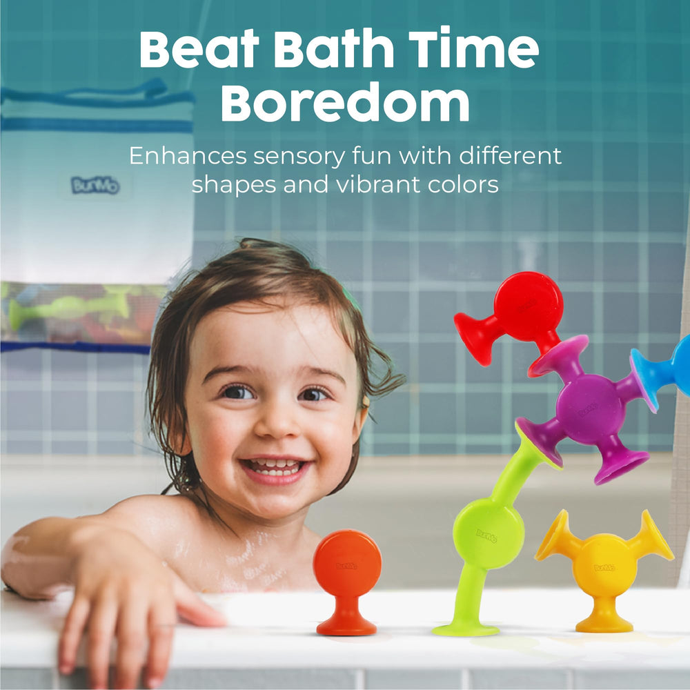 BUNMO bath toys cling and float on bathroom mirrors
