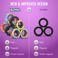 BUNMO rainbow design fidget rings for vibrant play
