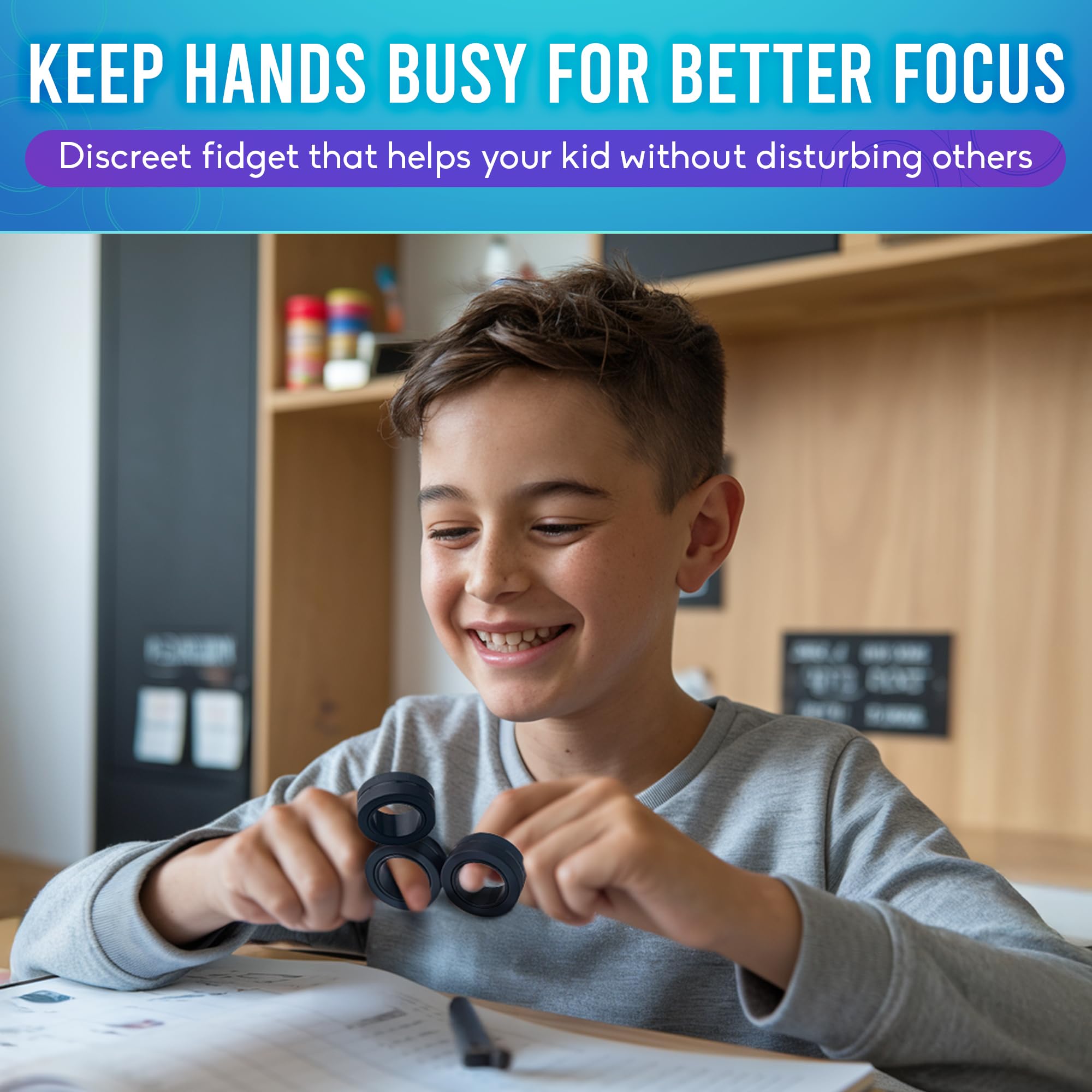 BunMo Magnetic Rings Black compact pocket-ready design for portable fidgeting on the go.