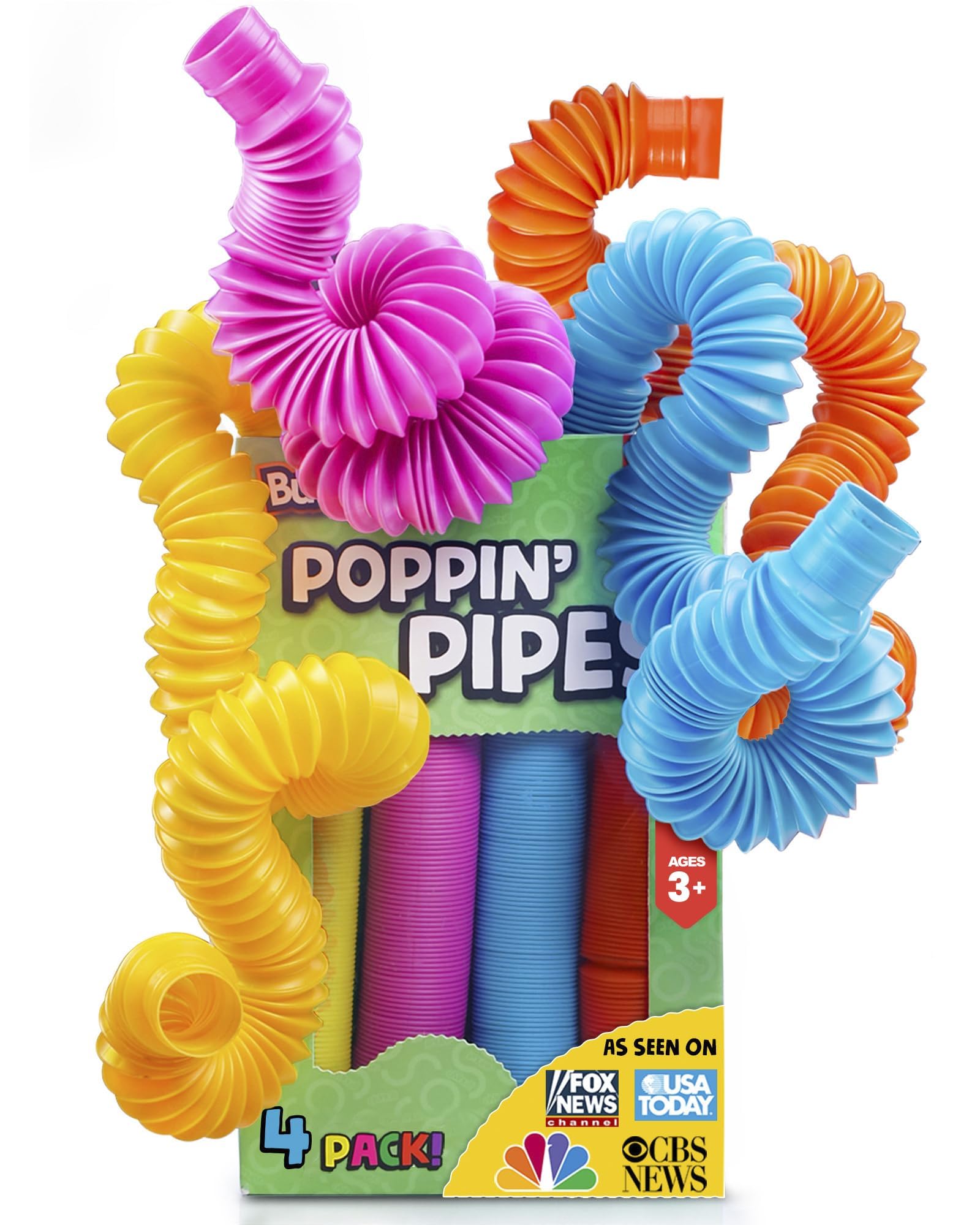 BUNMO Pop Tubes 30-pack large overview for engaging sensory play.