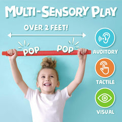 BUNMO Pop Tubes rainbow close-up highlights colorful visual stimulation.