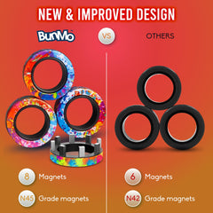BUNMO rainbow magnetic rings in action for flipping, spinning, and connecting