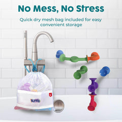 BUNMO textured silicone bath toy supports fine motor skills.