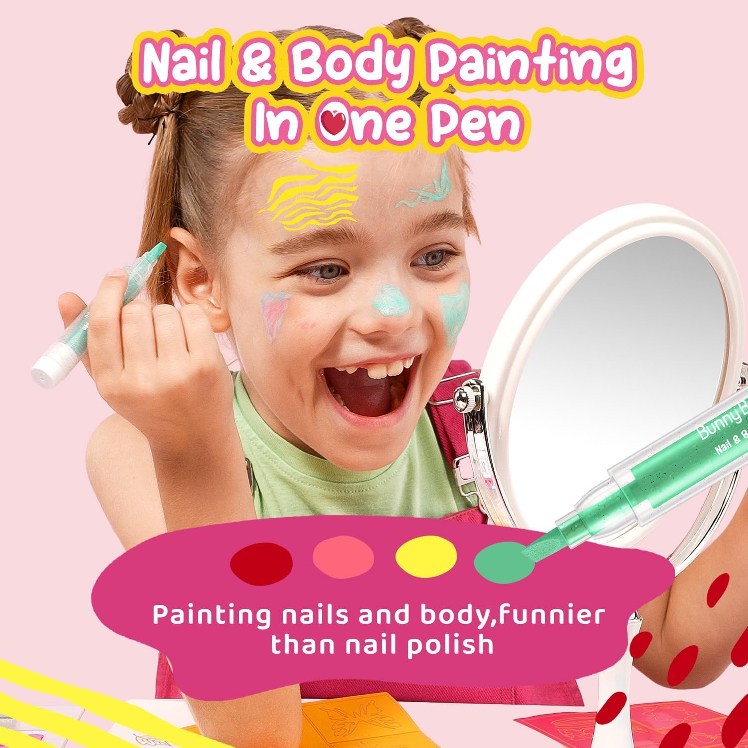 Bunny Bubbles color tattoo pens arranged for easy beginner makeup play.