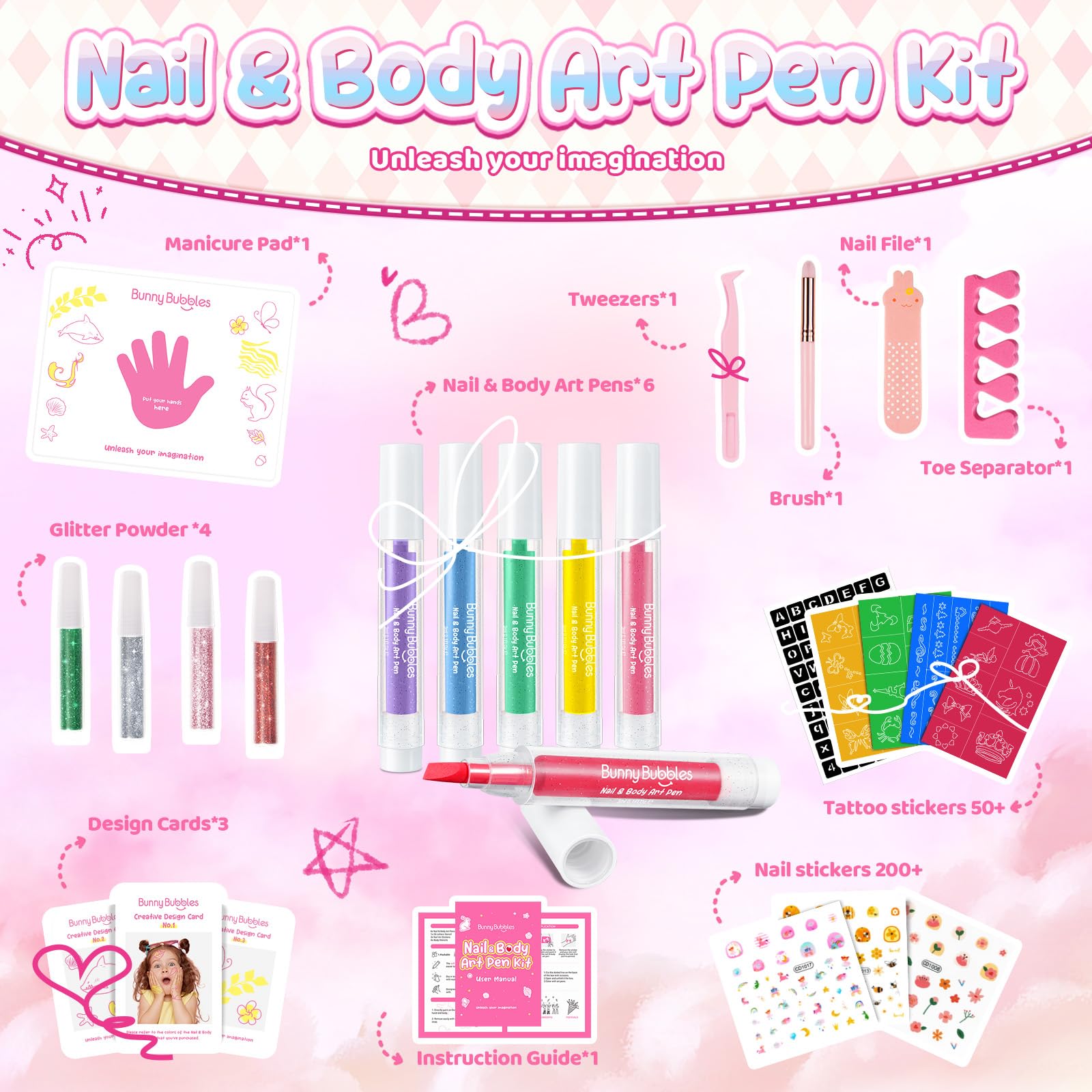 Bunny Bubbles party-ready set ideal for birthdays and sleepovers.