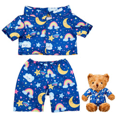 Bunnycool blue PJs bear clothes outfit for 12-16 inch bears adds cozy style.