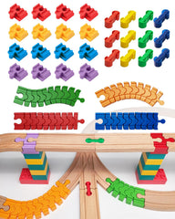 Bunu1492 wooden train track connector kit for easy expansion and creative layouts.