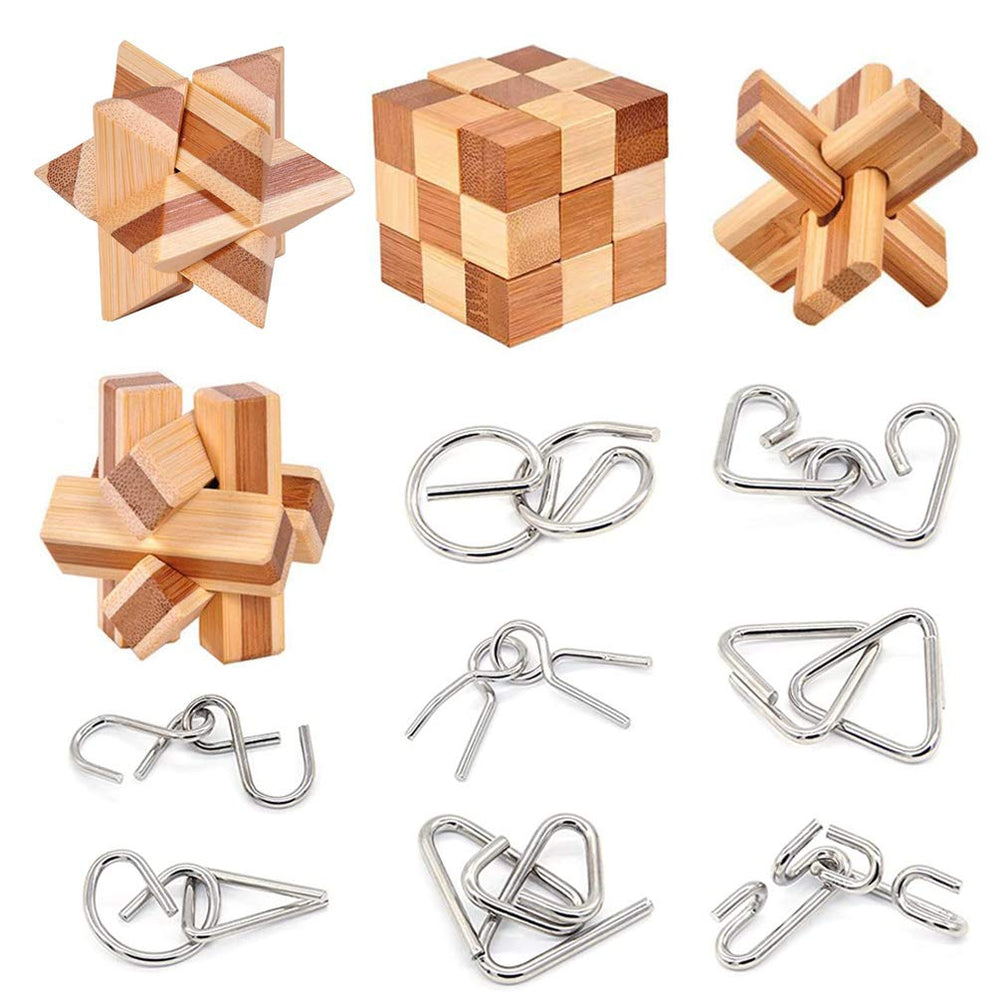 Buootooy bamboo 3D metal puzzle set with smooth coils for endless handheld challenge.