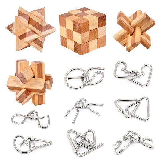 Buootooy bamboo 3D metal puzzle set with smooth coils for endless handheld challenge.