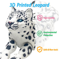 BuQueHM snow leopard with movable joints for tactile play and desk display.