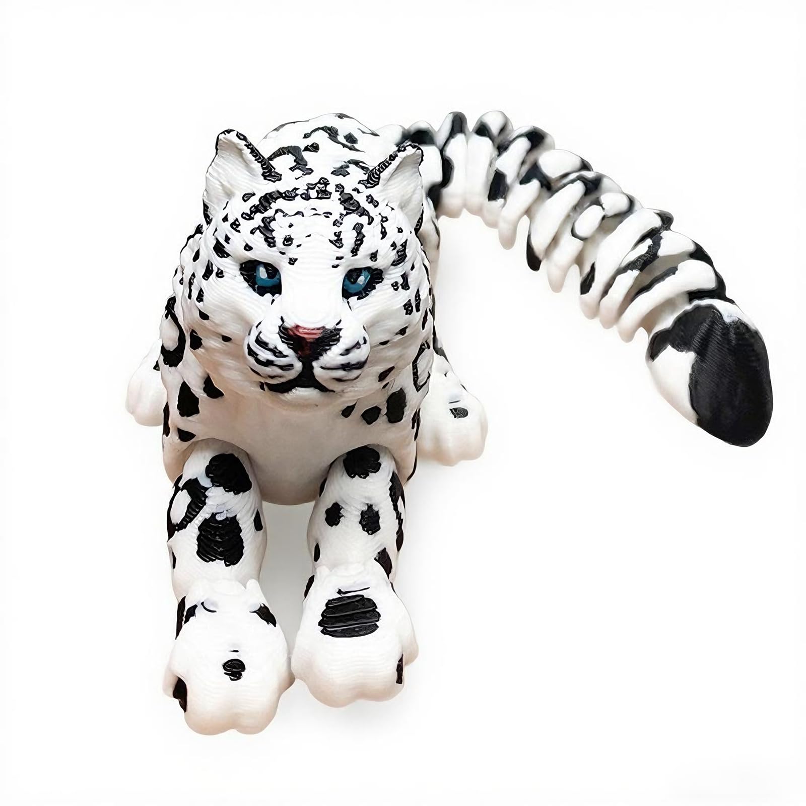 BuQueHM snow leopard articulated figure with movable joints for interactive desk decor.