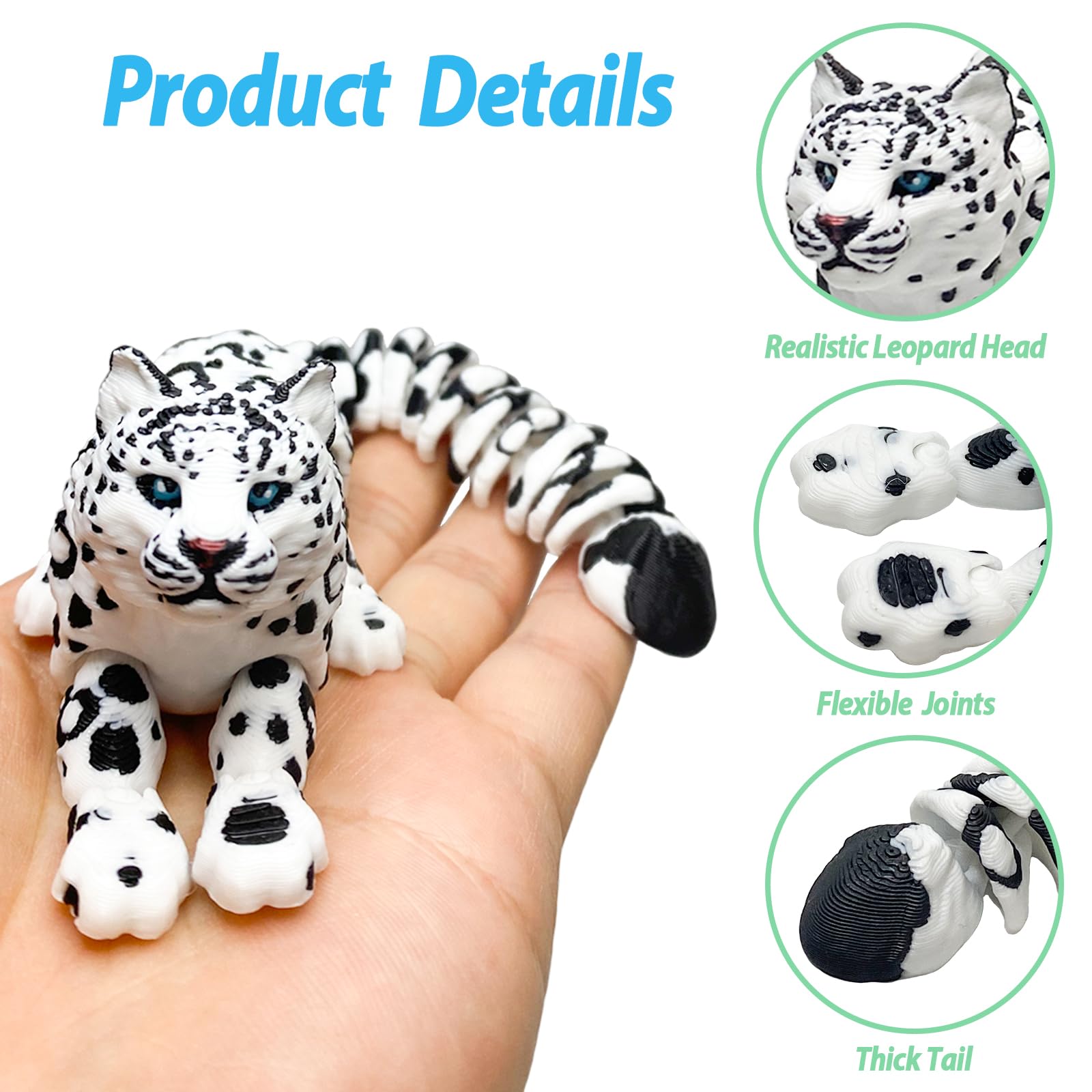 BuQueHM snow leopard stress-relief figurine offering tactile desk engagement.