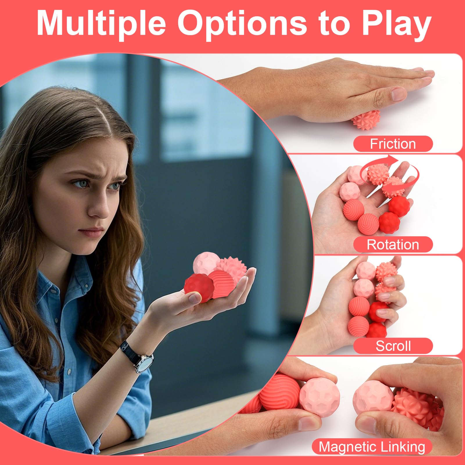BUSOHA silicone fidget ball compact portable, fits in pocket.