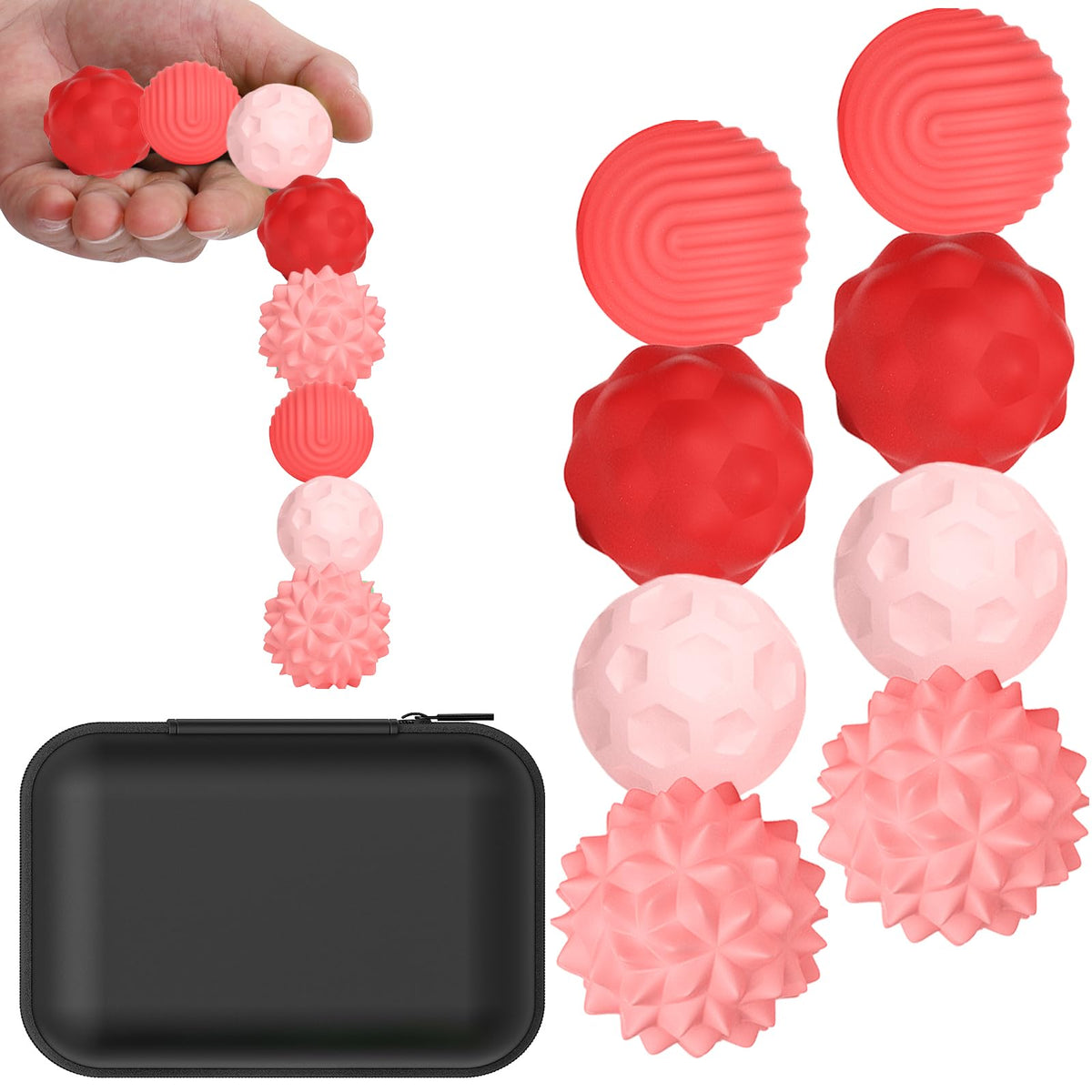 BUSOHA silicone fidget ball red, portable stress relief for work or travel.