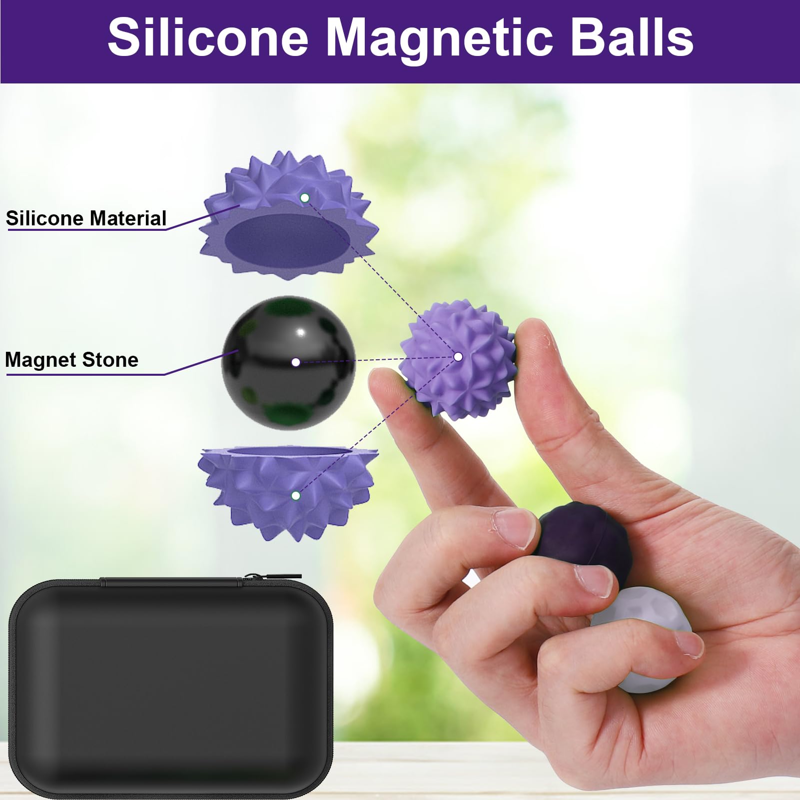 BUSOHA silicone fidget ball texture 3 shows varied surface for sensory feedback.