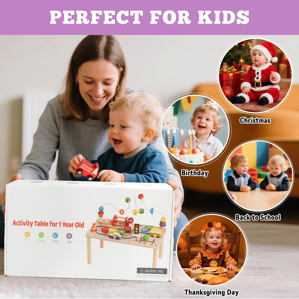 Busy Edition activity table gear shift maze stimulates logical thinking.