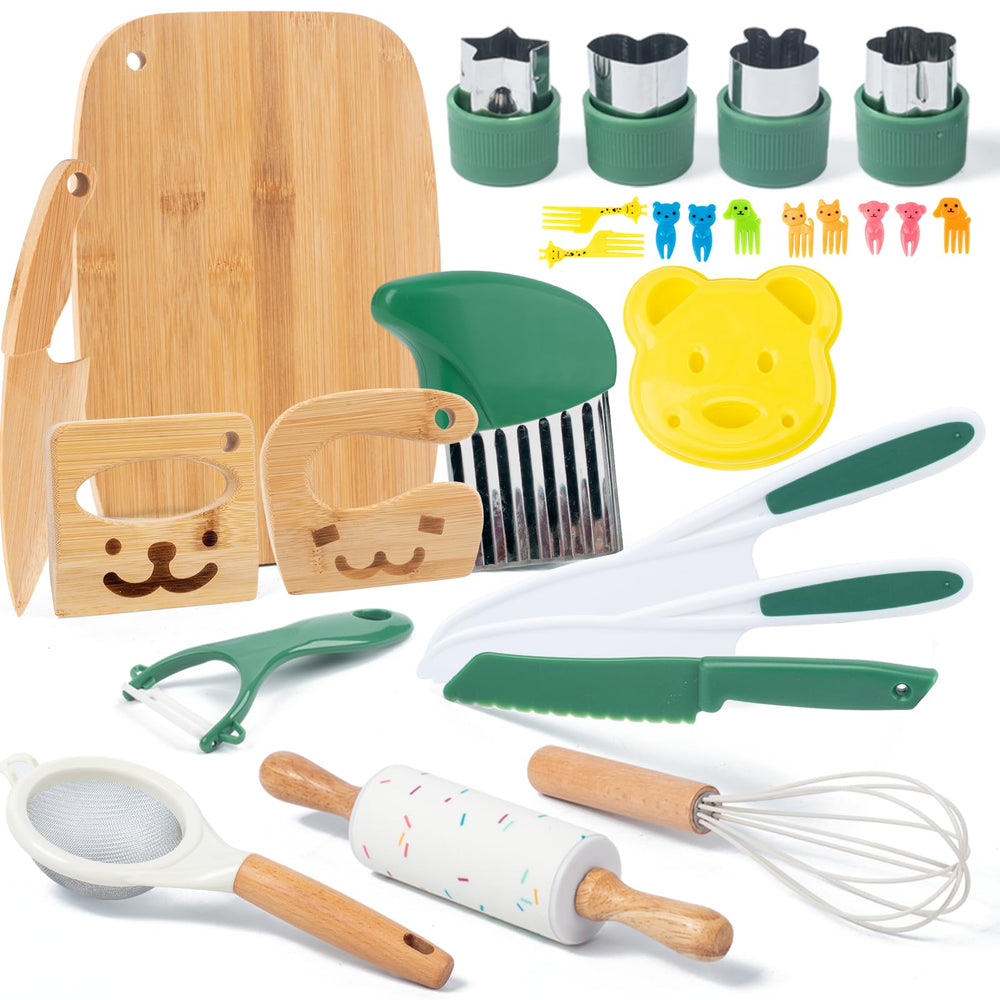 Busy Edition cutting board for kids—durable surface for real cooking practice.