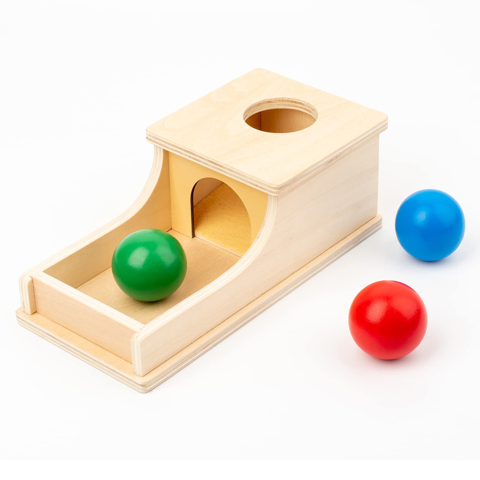Busy edition object permanence box set promotes engaging sensory play for infants.