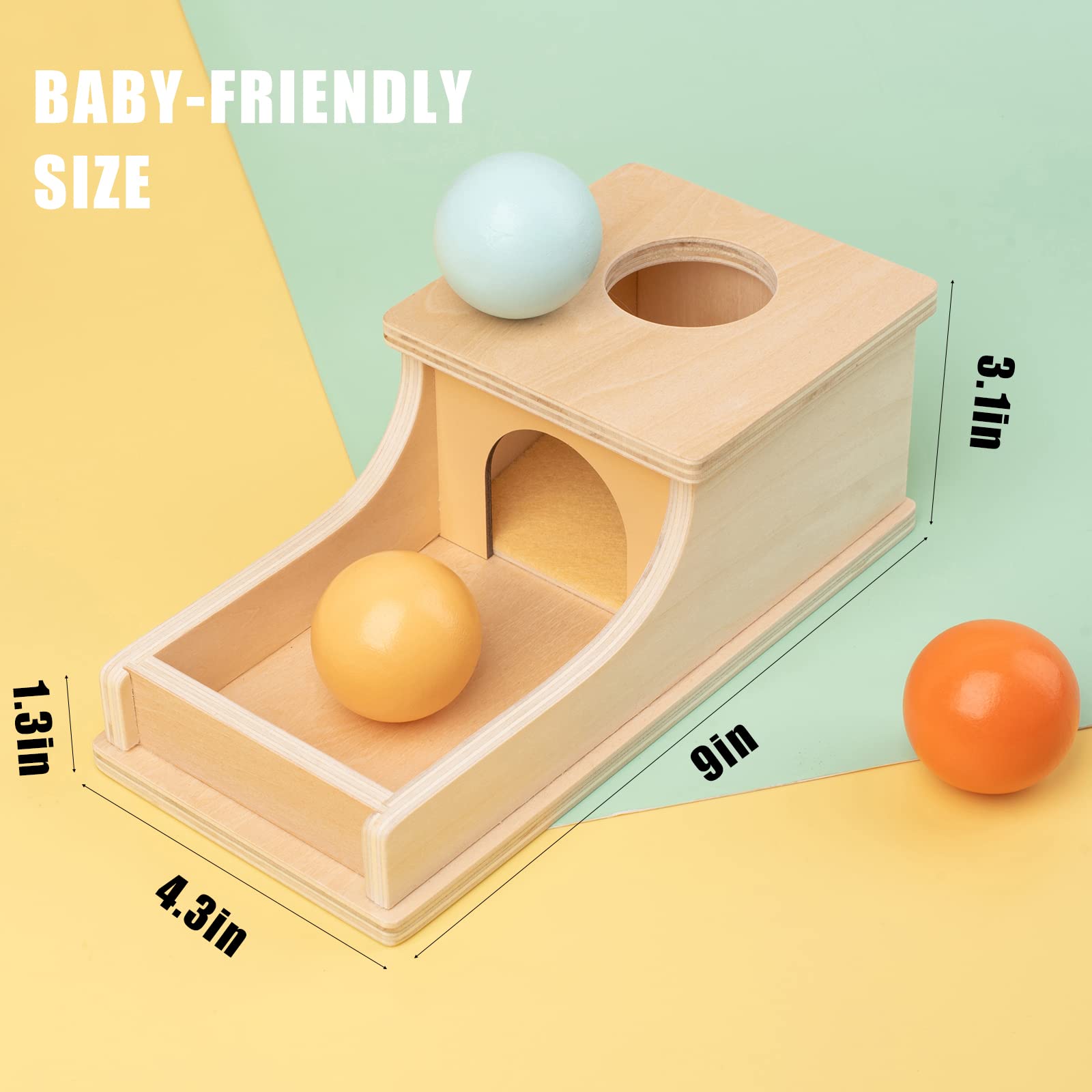 Busy Edition natural wooden ball supports tactile exploration and color learning.