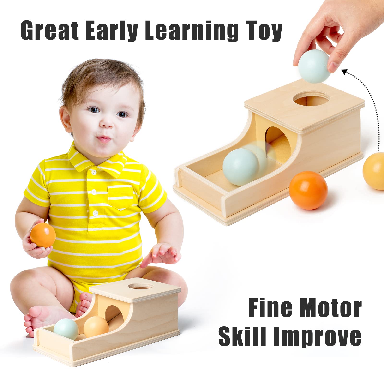 Busy Edition orange wooden ball sparks curiosity and spatial thinking.