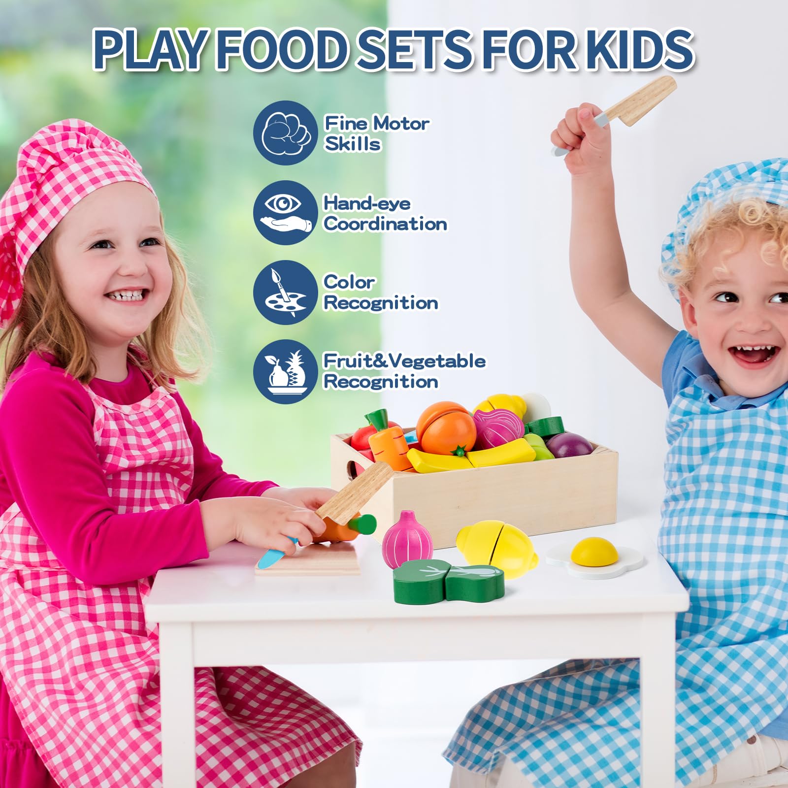 Busy Edition wooden knives for safe cutting pretend play