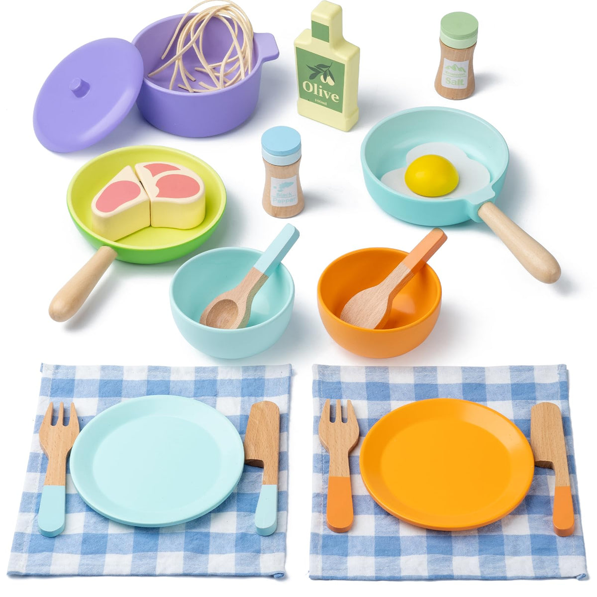 Busy Edition wooden kitchen toys for toddlers boost imaginative play and motor skills.