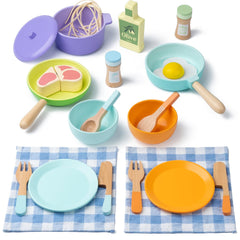 Busy Edition wooden kitchen toys for toddlers boost imaginative play and motor skills.