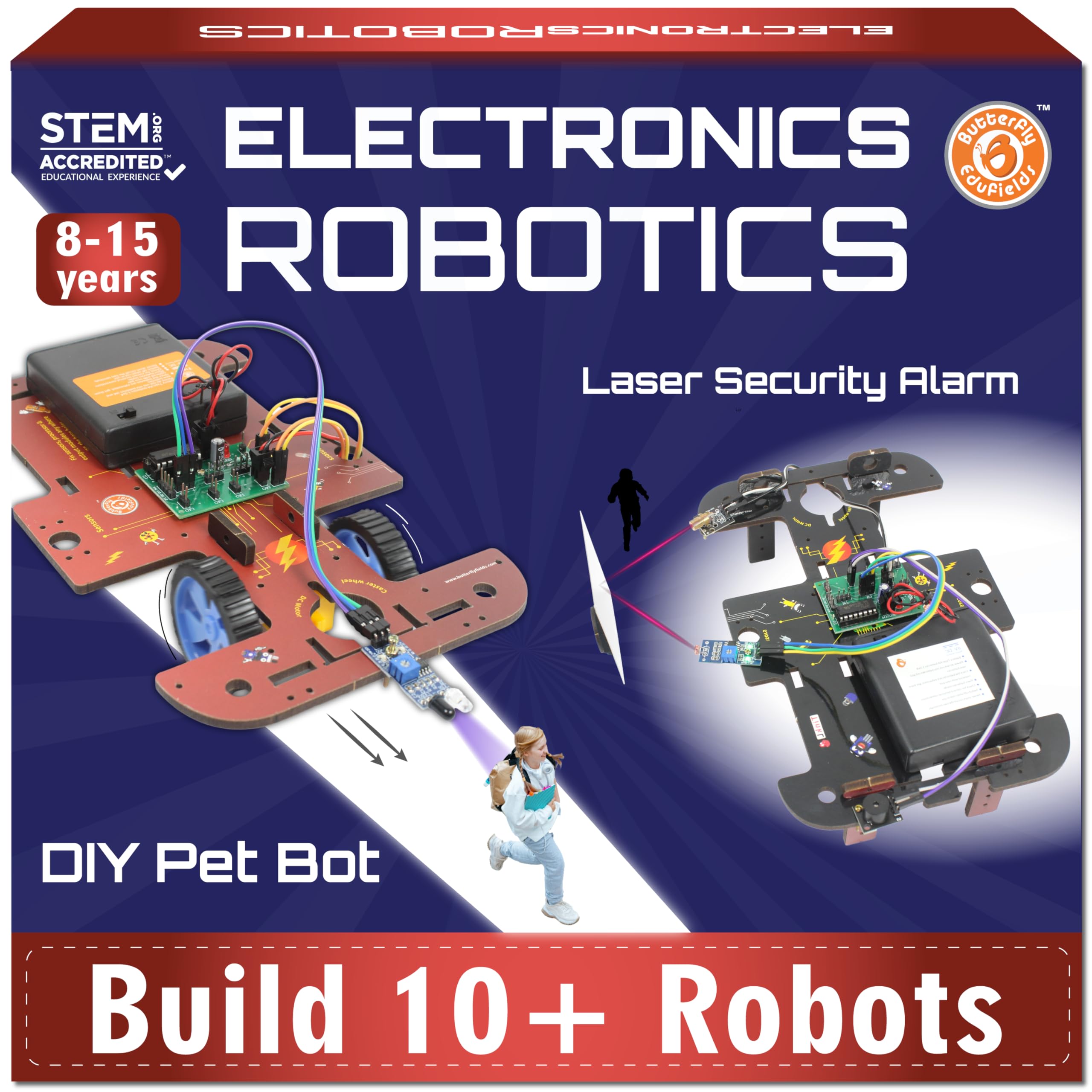 Butterfly EduFields 10-in-1 robotics kit assembly steps for quick, hands-on builds.