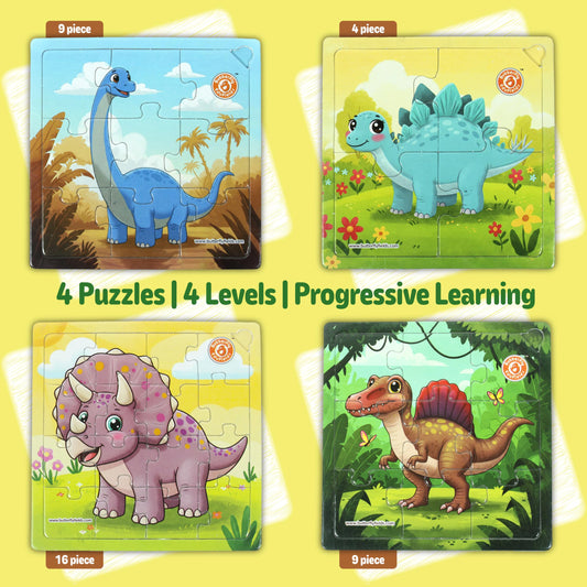 Butterfly EduFields dinosaur puzzle scene with 9 piece layout supports concentration