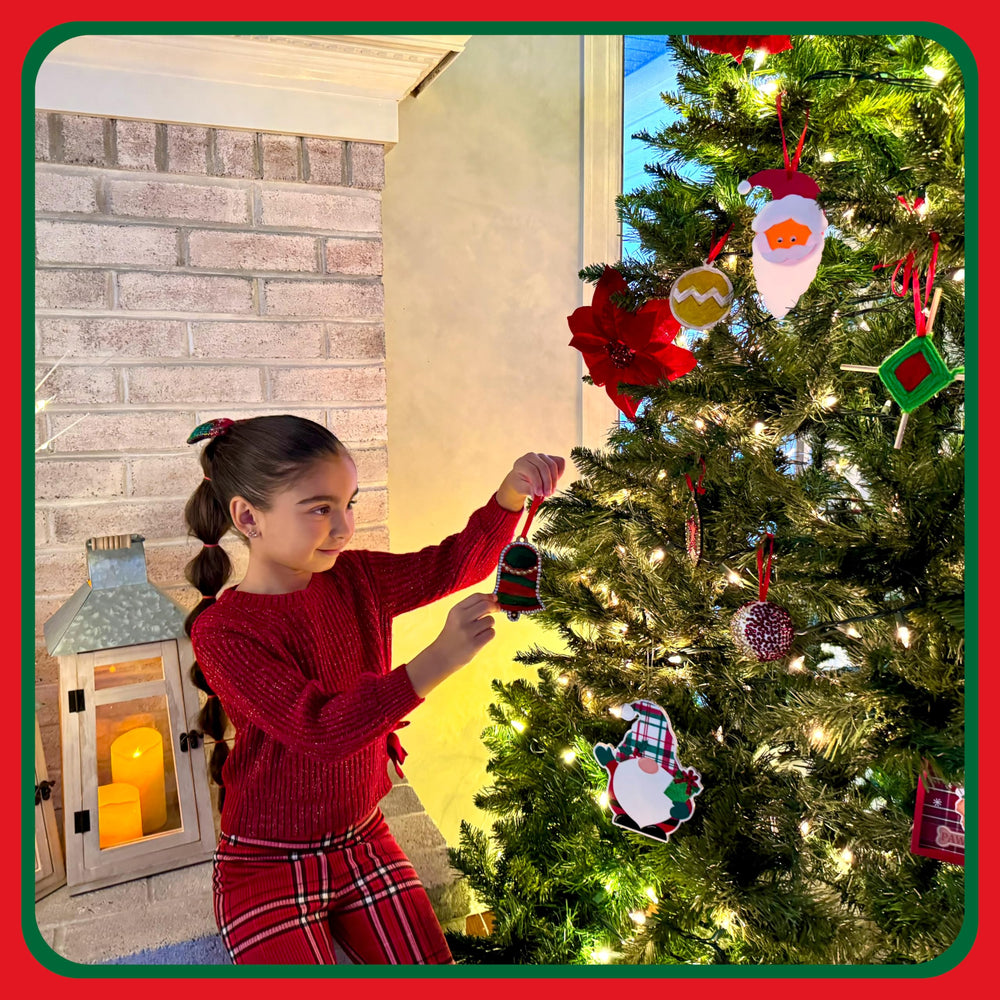 Butterfly EduFields Santa's Craft Shop ornament scene, children design 20+ festive keepsakes.