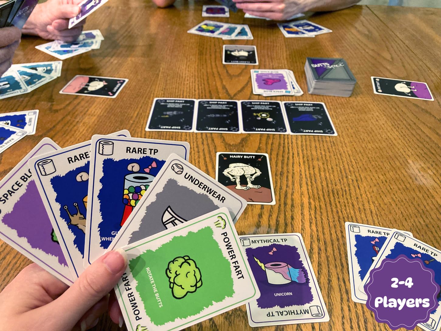 Butts in Space toilet paper universe scene fuels silly, social play.