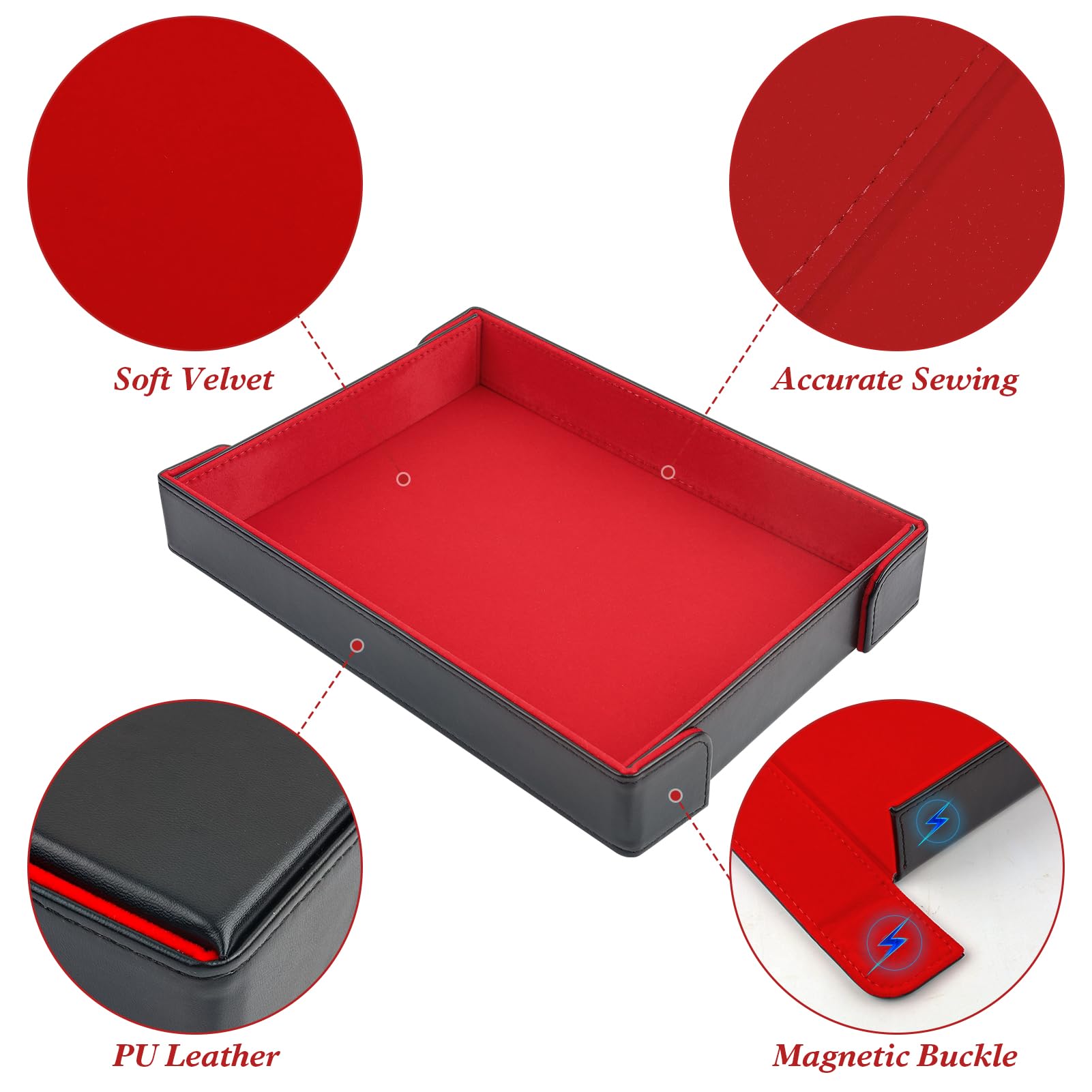 Buweeo dice tray magnetic folding edges allow quiet, easy setup.