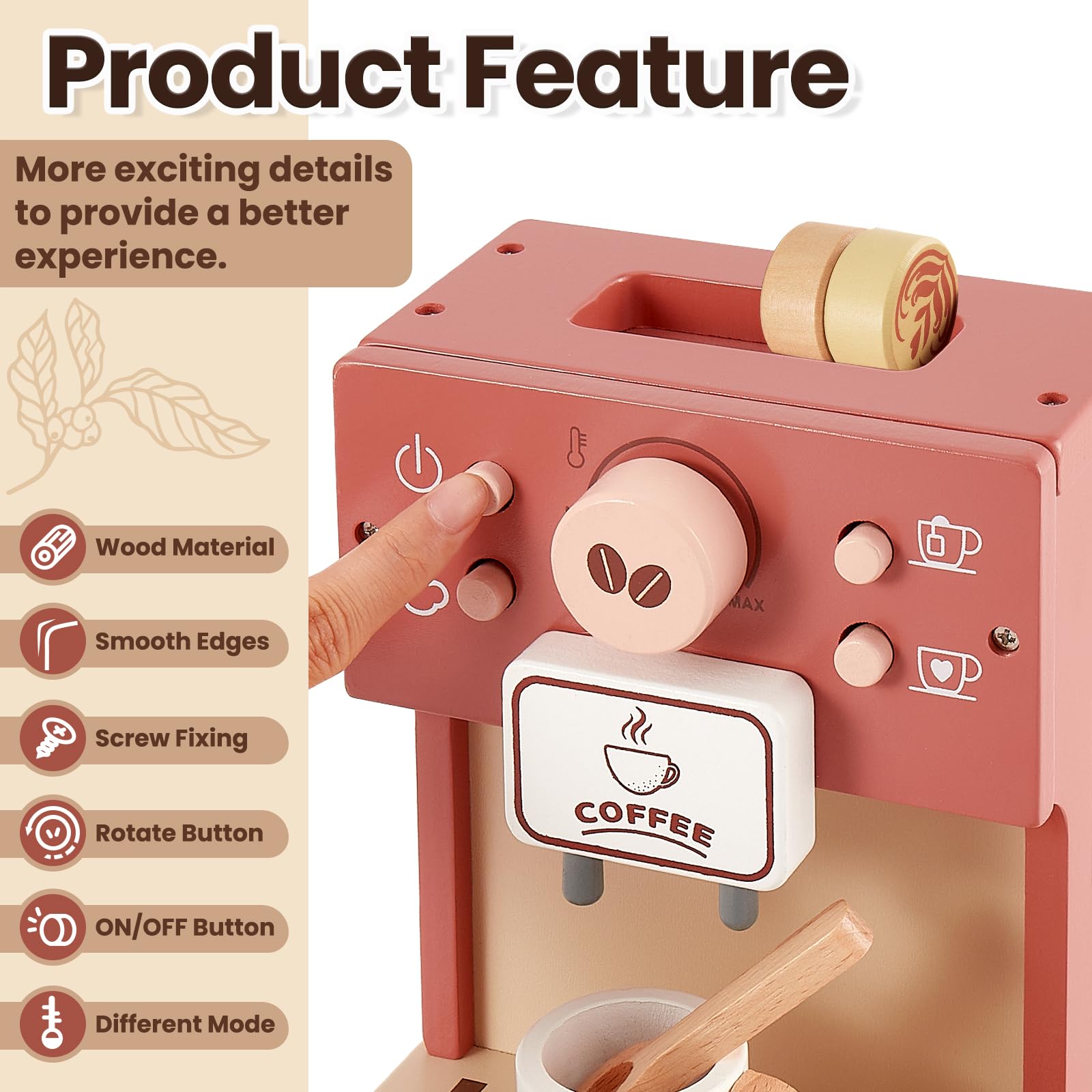 BUYGER coffee playset includes cups saucers and spoons for social role play