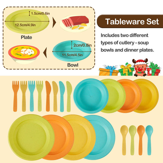 Buyger kids kitchen utensils and bowls set for realistic pretend dining