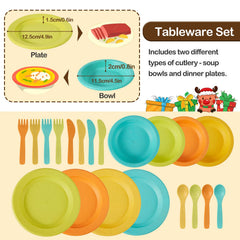 Buyger kids kitchen utensils and bowls set for realistic pretend dining