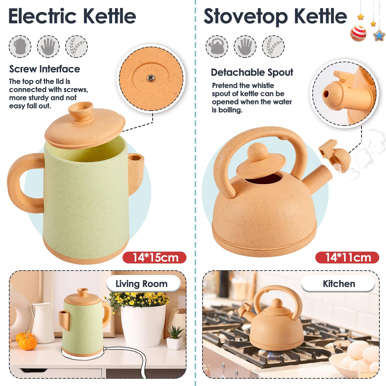 Buyger play kitchen kettle and kettle for realistic pretend tea time.