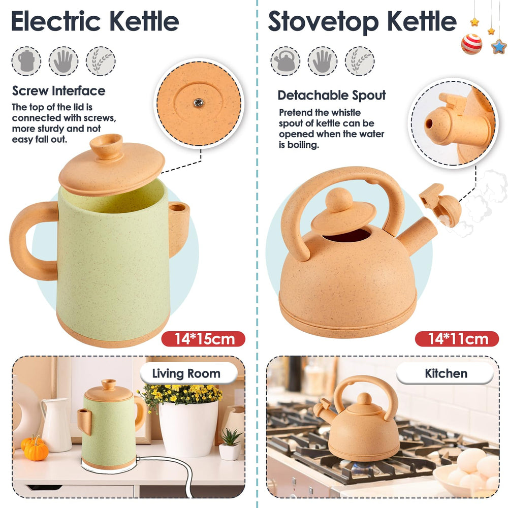 Buyger play kitchen kettle and kettle for realistic pretend tea time.