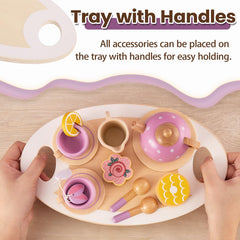 Buyger wooden tea set coasters help organize pretend servings