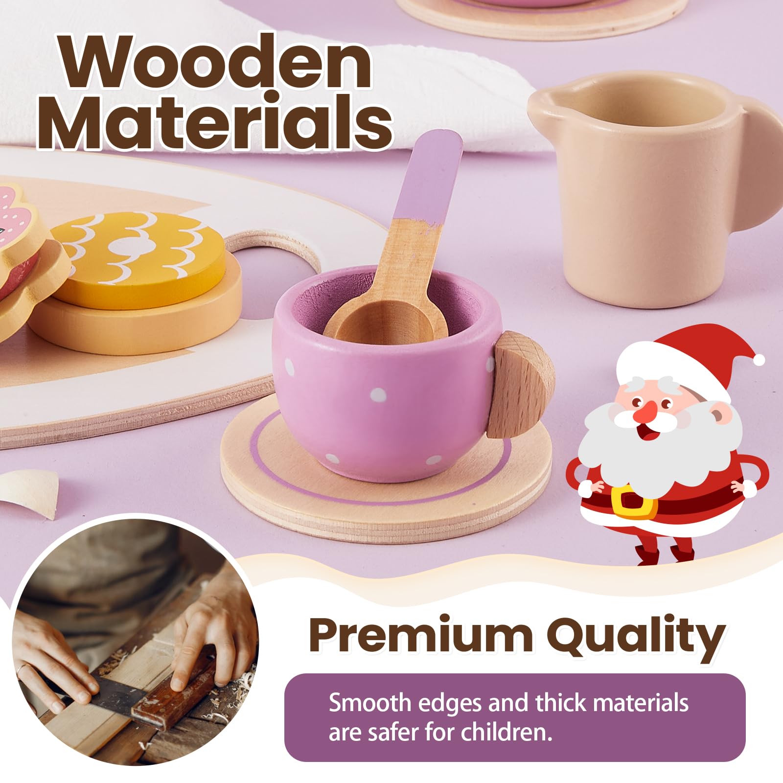 Buyger wooden tea set teacups inspire pretend tea parties and social play