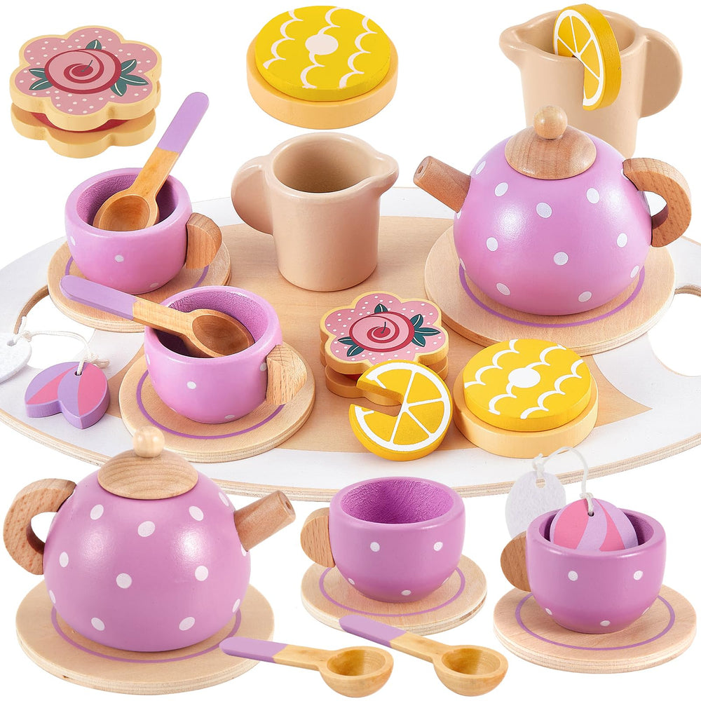Buyger wooden tea set teapot with lid invites imaginative tea moments