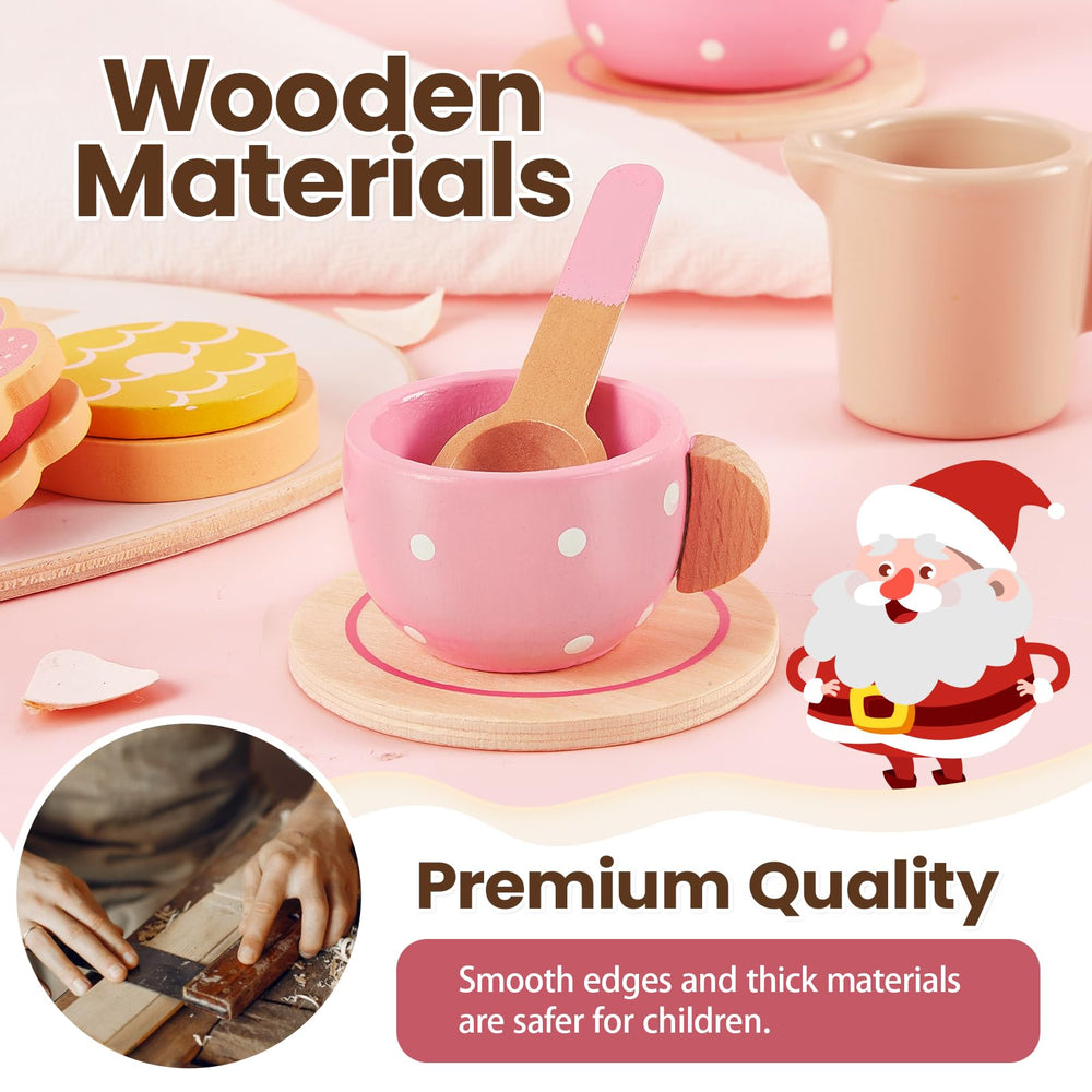 Buyger wooden teacups pair for pretend tea parties and social play