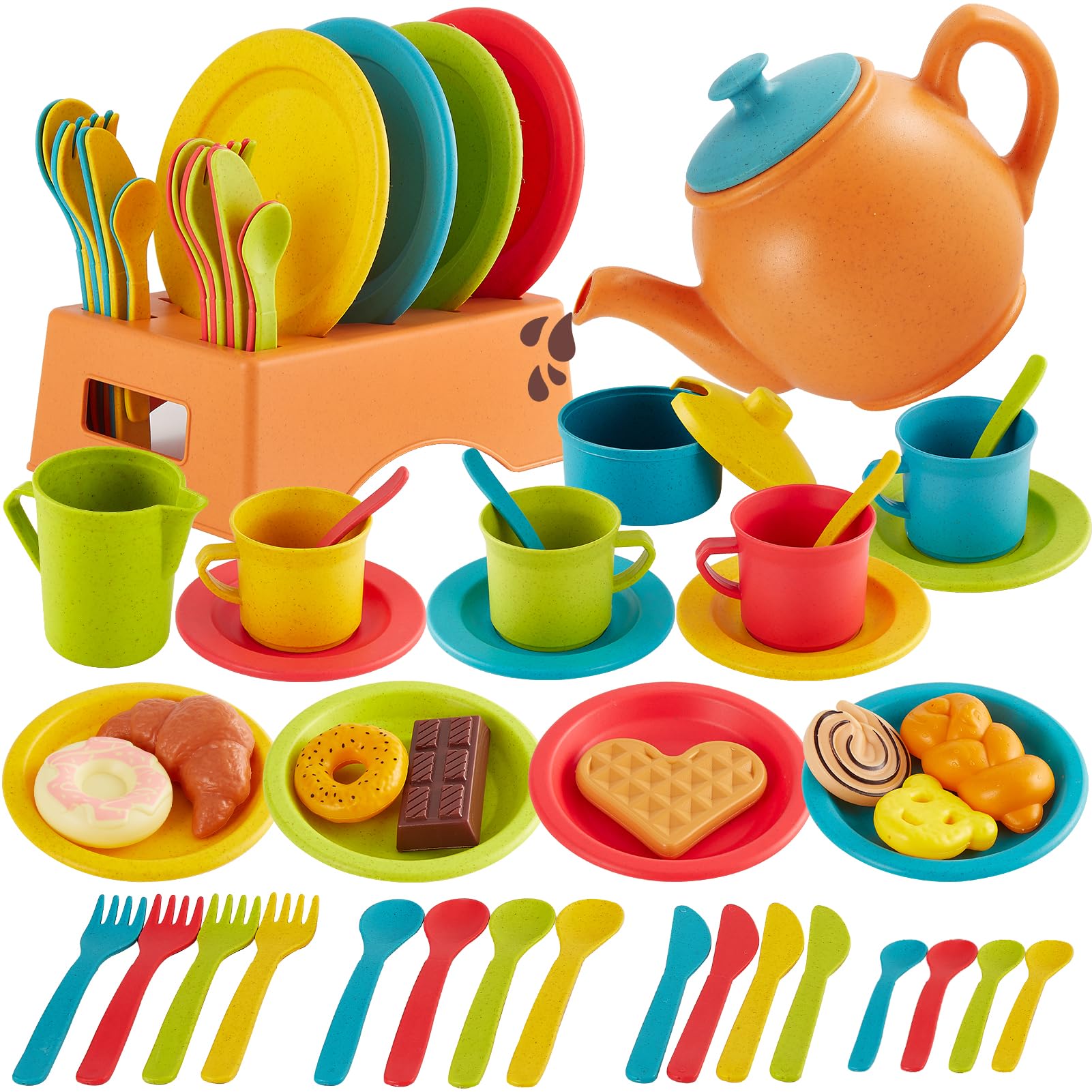 Buyger tea party set teapot with lid for realistic pretend tea time.