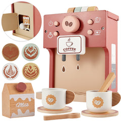 BUYGER toy coffee maker for kids front view during imaginative play