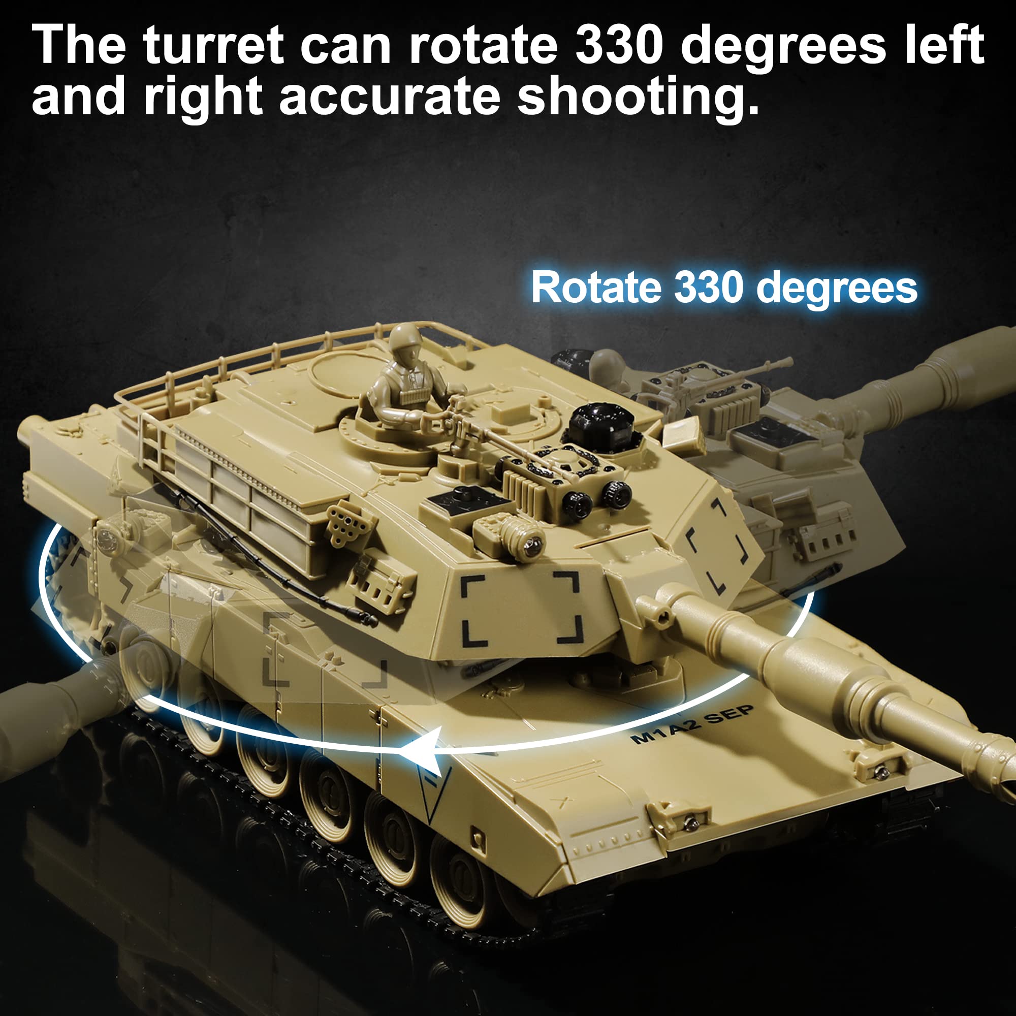 Bvrorere M1A2 Abrams 2.4GHz duel view demonstrates multiplayer compatibility.