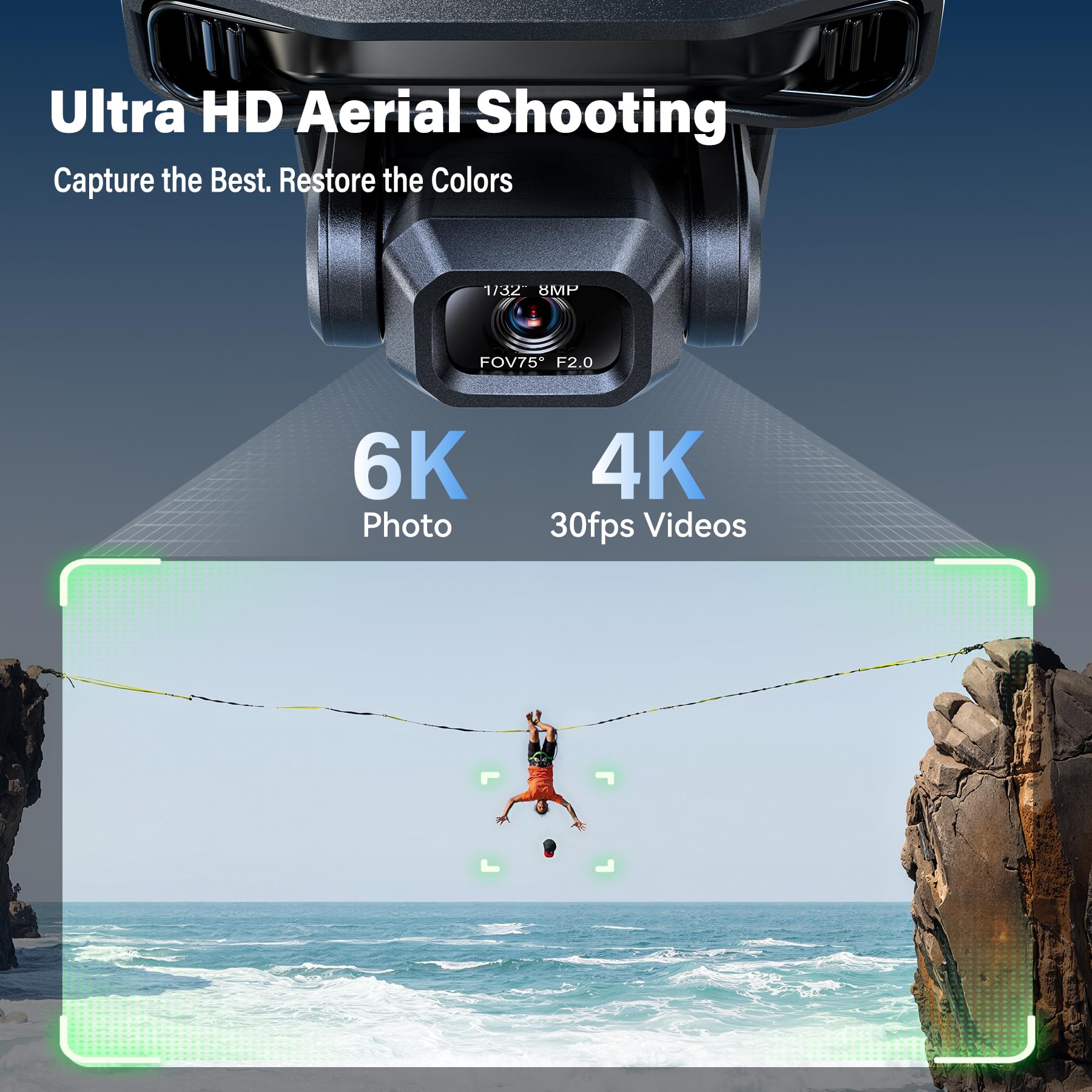 Bwine F7GIM Pro 3-axis gimbal stabilizes footage for smooth shots.