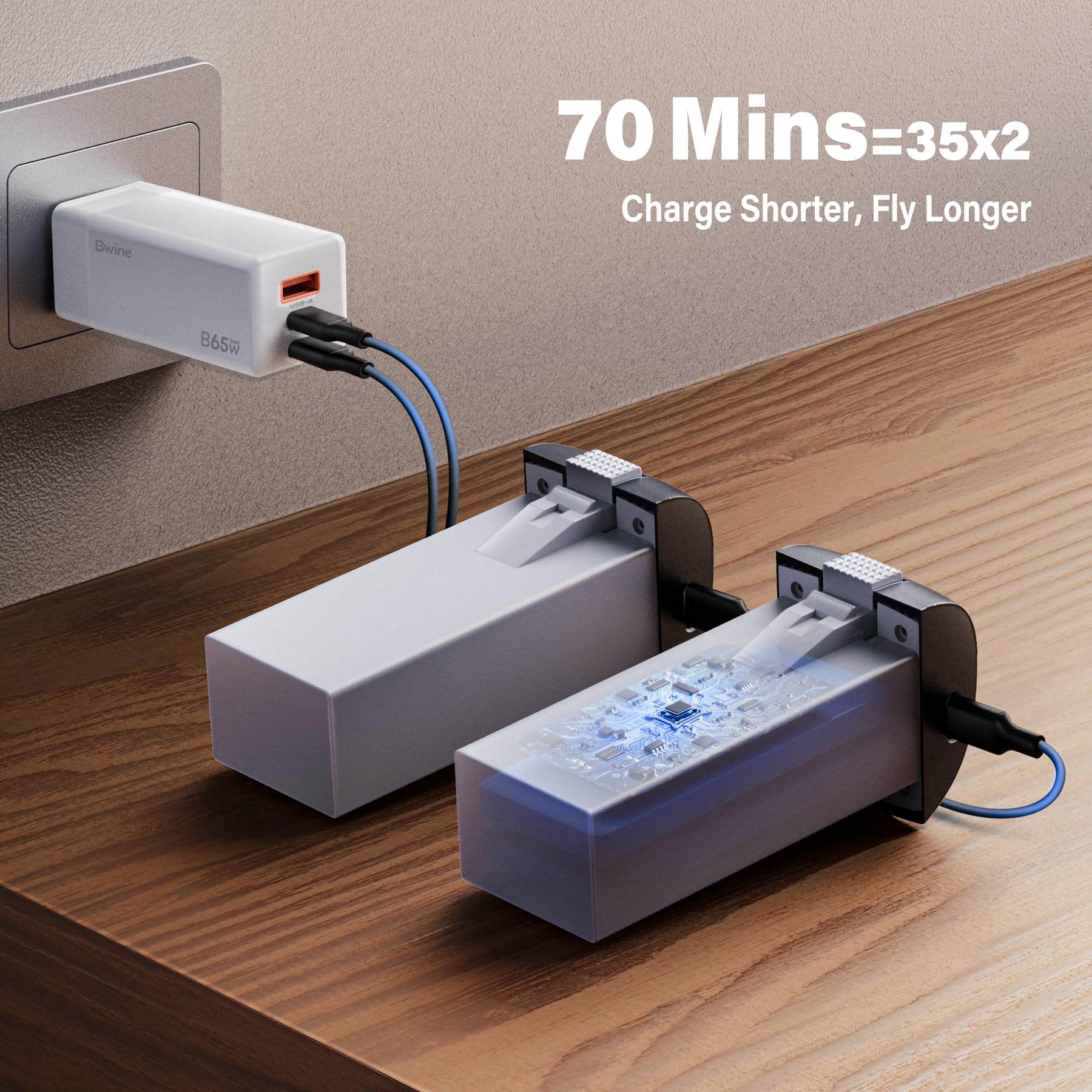 Bwine F7GIM Pro offers up to 70 minutes of flight time per charge.