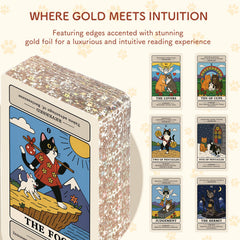 BWTY cat tarot deck features gold foil edges for a premium look.