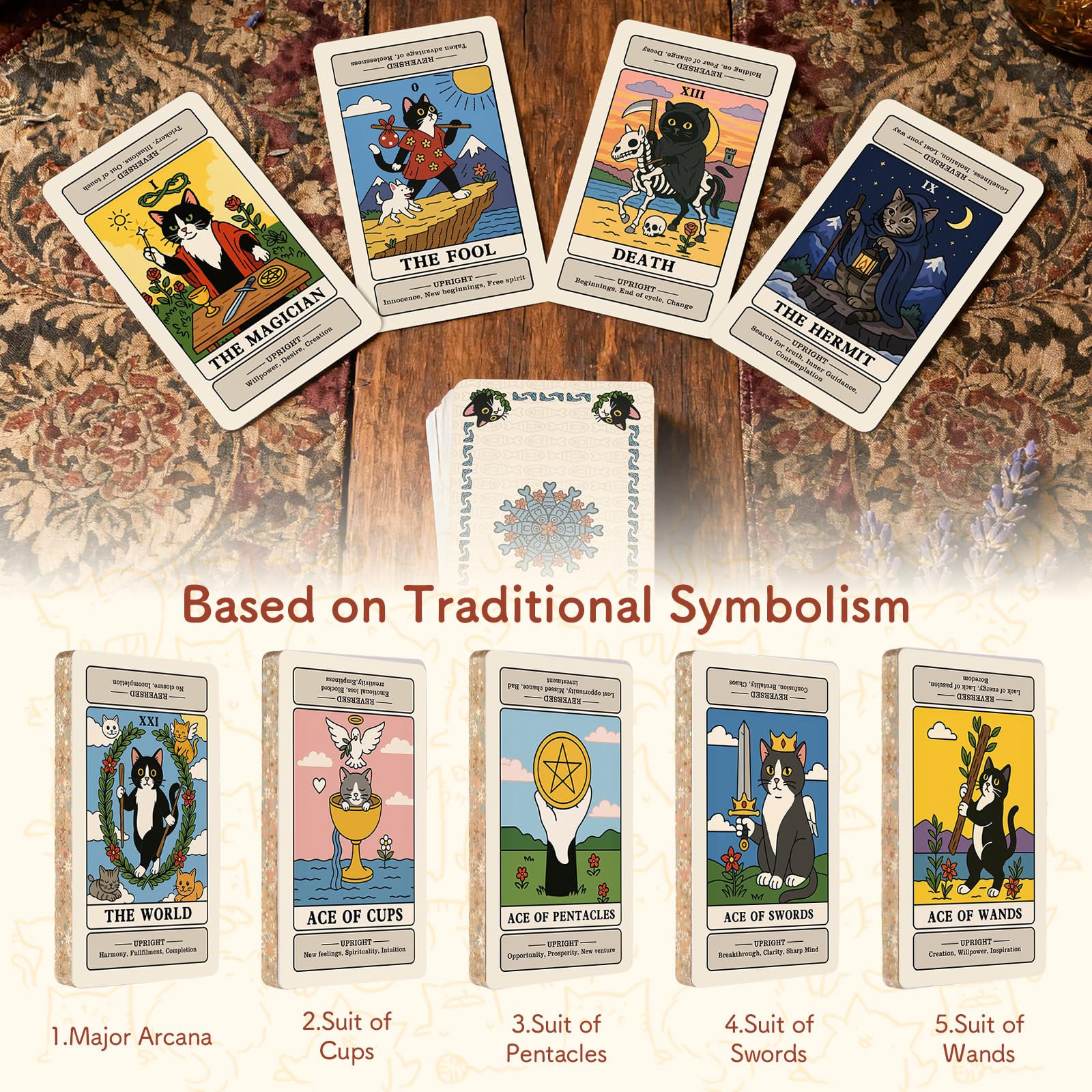 BWTY ready-to-gift cat tarot set, a thoughtful present for enthusiasts.