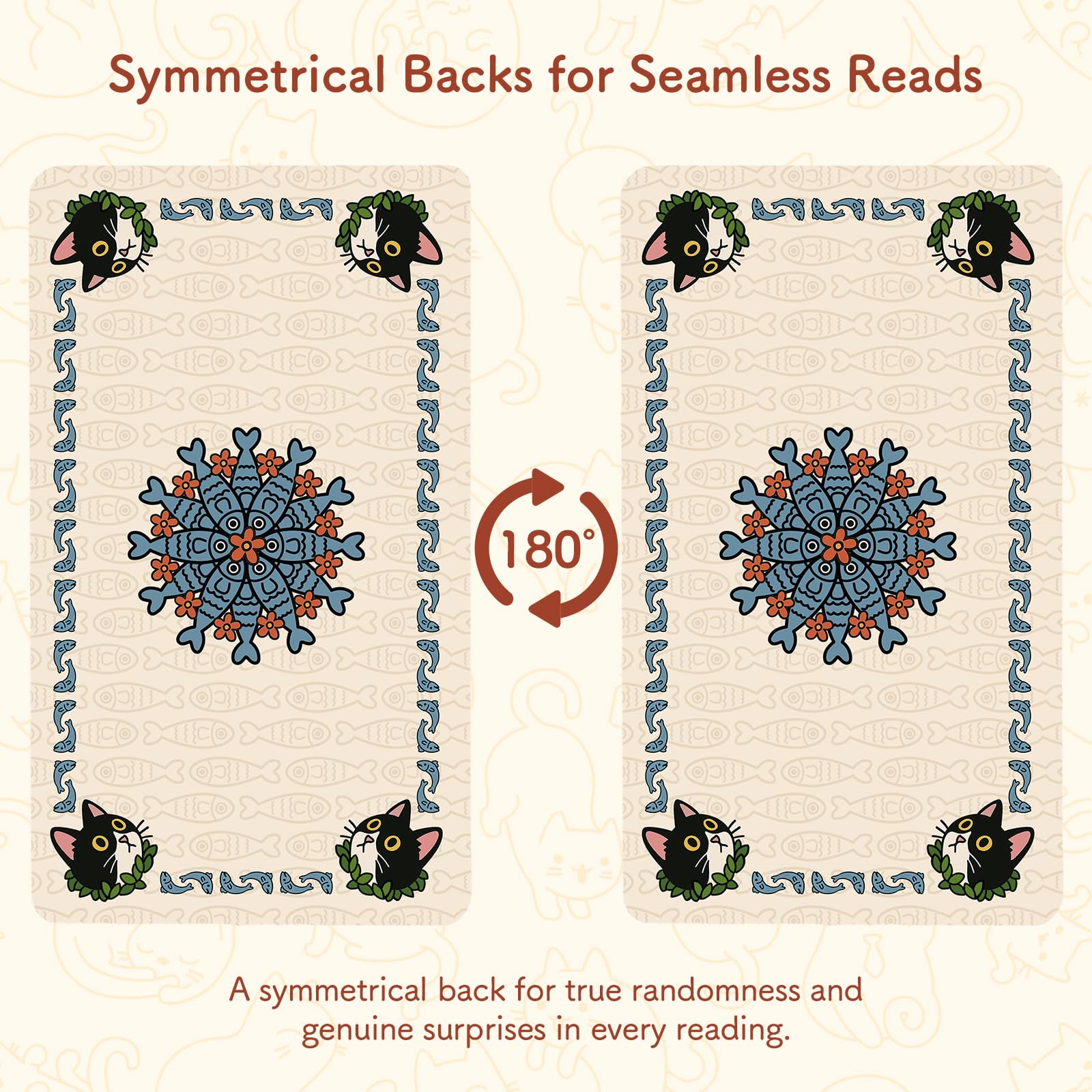 BWTY standard-size cat tarot cards for comfortable shuffling and handling.