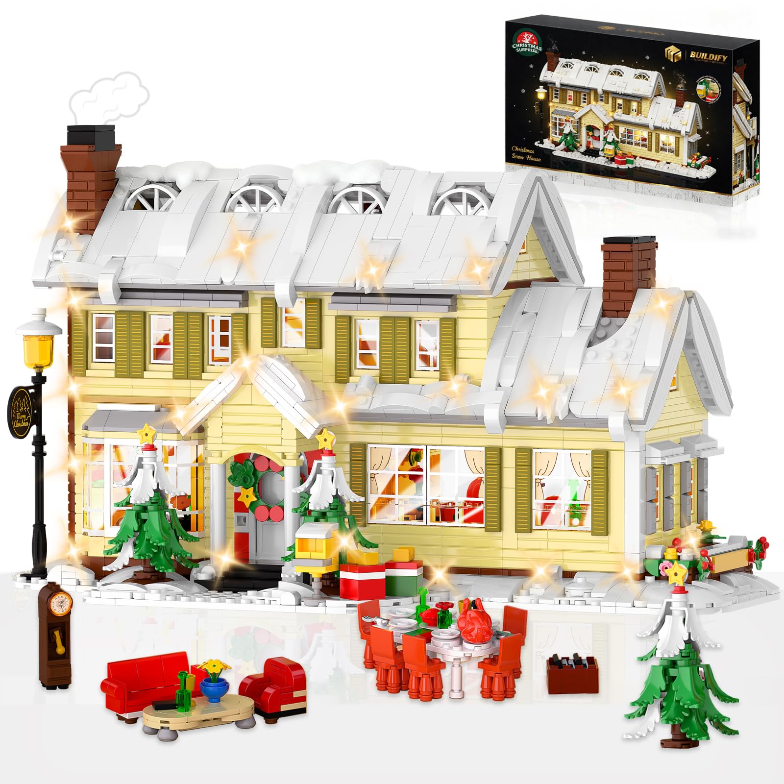 BX BRAVLEXO premium Christmas house parts for festive shelf display.